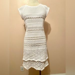 Shelly Segal Laundry White Crochet Knit Dress